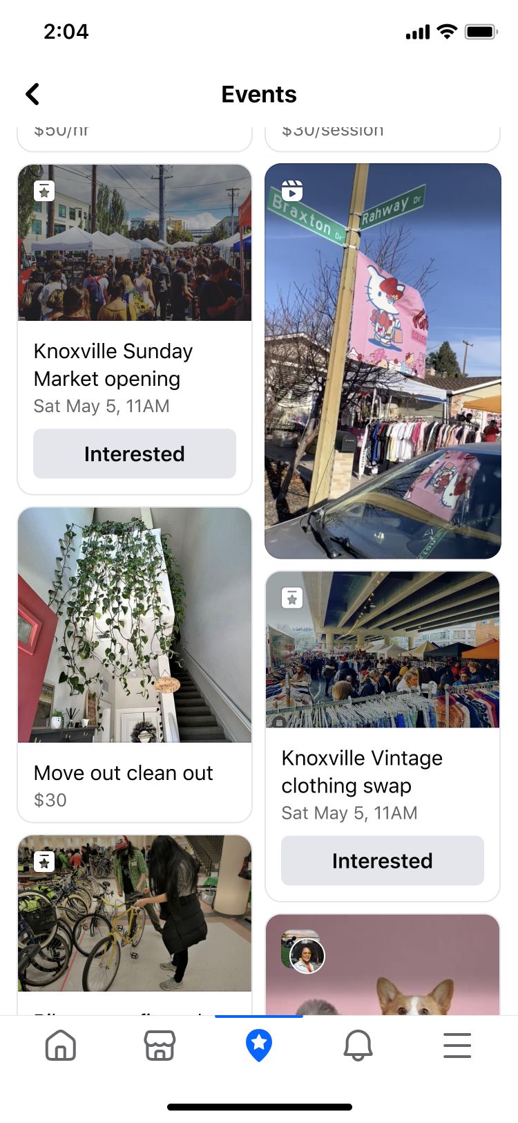 The Events tab inside Local