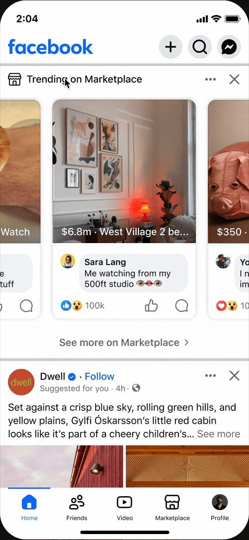 Trending on Marketplace surfacing inside the Facebook feed